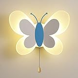 LED Wandleuchte Innen Dimmbar Kinderzimmer Wandlampe mit Schalter, Kinder Cartoon Schmetterling Lampen 16W Einstellbare Farbtemperatur Acryl Nachttischlampe für Schlafzimmer Wohnzimmer