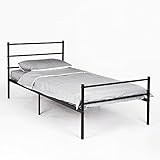 DORAFAIR Einzelbett Metallbett Bettrahmen Metall Bett mit Lattenrost 90 x 190cm Gästebett für Schlafzimmer, Schwarz