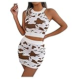 Topassion Partykleid Damen Attraktive Drucken Elegante Kleider Sexy Kleid Einfach Outfit Damen Strandkleider Damen Sommer Dehnbar Damen Kleider Elegant Festlich Muslimische Kleider Damen Coffee L