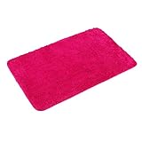 PANA Flauschiger Badvorleger in versch. Farben und Größen • Badteppich aus weichen Mikrofasern - rutschfest & waschbar • Duschvorleger 60 x 100 cm • Farbe: Fuchsia