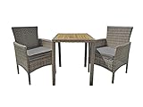 Balkonset Dakota 3-teilig braun Polyrattan Garten Sitzgruppe Outdoor Braun Set