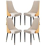 Schminkstuhl, Küche, Esszimmerstühle, 4er-Set, Mikrofaser-Leder, Schlafzimmer, Zimmer, Balkon, Sofa, Stuhl, Eisenbeine, Schminktisch, Make-up-Stuhl (Farbe: Orange-Weiß)