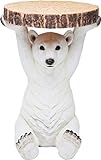 Kare Design Beistelltisch Animal Polar Bär, Ø37cm, kleiner, runder Couchtisch, Holzoptik, Tierfigur als ausgefallener Wohnzimmertisch, (H/B/T) 53x37x37cm, Weiß