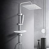 Görbach Regendusche Duschset Duschsystem mit Ablage Chrom ohne Duscharmatur (30x30)
