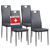 ALBATROS Esszimmerstühle 4er Set Salerno, Grau - Edles Italienisches Design, Kunstleder-Bezug, bequemer Polsterstuhl - Moderner Küchenstuhl, Stuhl Esszimmer oder Esstisch Stuhl