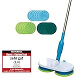 Hurricane Floating Mop Mega Set - zum Wischen, Schrubben und Polieren - kabellos rotierender Reinigungsmopp inkl. 6 Mikrofaserpads, 6 Scheuerpads & 6 Polierpads - elektrischer Mopp