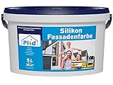 plid® Silikon Fassadenfarbe Weiss Aussen matt 5L - für Beton, Mauerwerk, Kellerwand, Fassade & Sockel - Wandfarbe Weiß 5l - Aussenfarbe Weiss wetterfest - Außenwandfarbe - Aussenfarbe Fassade