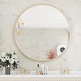 Koonmi 70cm Runder Spiegel Gold Spiegel Rund Wandspiegel mit Rahmen aus Aluminiumlegierung für Badezimmer, Waschtisch, Wohnzimmer, Schlafzimmer, Eingang Wanddekoration