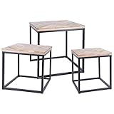 Makastle 3er Set Beistelltische Gartentisch Balkontisch Loungetisch Sofatisch Kaffeetisch Couchtisch Wohnzimmertisch Teetisch Esstisch, Braun