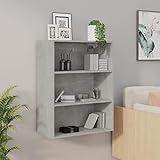 JUNZAI Hängeschrank, Kitchen Wall Cabinet, Küchenschrank, Wandschrank Küche, Küchenhängeschränke, Betongrau 69,5x32,5x90 cm