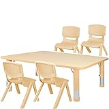 alles-meine.de GmbH Sitzgruppe für Kinder - Tisch + 4 Kinderstühle - Größen & Farbwahl - Holz Farben - höhenverstellbar - 1 bis 8 Jahre - Plastik - für INNEN & AUßEN - Kindertisc..