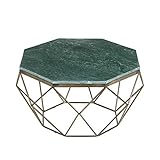 riess-ambiente.de Eleganter Couchtisch Diamond 70cm grün Messing mit Marmorplatte Wohnzimmertisch Tisch
