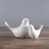 FUMING 2 moderne, minimalistische Keramik-Vogel-Ornamente im skandinavischen Stil, Dekoration für Zuhause, Handwerk, Figuren, Keramikvögel, Hochzeitsgeschenke (weiß)