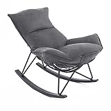 Mingone Schaukelstuhl Schwingsessel Relaxstuhl Modern Sessel, für Wohnzimmer Schlafzimmer bis 150 kg Belastbar (Grau)