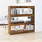 ZEYUAN Bücherregal/Raumteiler, Bookshelf, Regalbrett, Book Shelf, Bücher Regal, Deko Regal Wohnzimmer, Standregal, Räuchereiche 100×30×103 cm