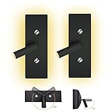 VOMI LED Wandleuchte Bett Schlafzimmer mit Schalter, 2 Stück Wandlampe Nachttisch Schwarz Up Down Wandbeleuchtung mit Wandspot 90° Einstellbar & 330° Drehbar, Max. 10W (7W+3W) Warmweiß 3000K