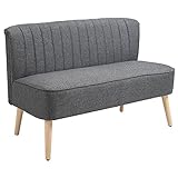 HOMCOM 2-Sitzer Stoffsofa Polstersofa Sitzmöbel Loungesofa Holz Schaumstoff Dunkelgrau 117 x 56,5 x 77 cm