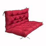 QLWYGLL Outdoor-Schaukelkissen, verdickte 2-3-Sitzer-Schaukel-Ersatzkissen, rutschfeste Bankkissen mit Rückenlehne und Bändern, Sofa-Stühle-Pads für Garten- und Terrassenmöbel (Color : Wine Red, Siz