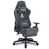 symino Gaming Stuhl ，Atmungsaktiver Bürostuhl ，Hochwertiger Alcantara-Stoff，So weich wie EIN Pelz，Ergonomischer PC Stuhl, Verstellbarer Drehbarer Task Stühle mit Fußstütze Grau