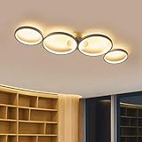 GBLY LED Deckenlampe Modern 4 Flammig in Ringoptik 3000k Warmweiß Deckenleuchte Rund 37W Innen Wohnzimmerlampe aus Aluminium für Schlafzimmer Wohnzimmer Flur Büro Arbeitszimmer, 89cm