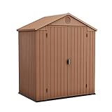 Keter Gerätehaus Darwin 6x4 DD, Braun, Außenmaße 190x122x221cm, wartungsfrei, Kunststoff,wetterfest, Gartenhaus Geräteschuppen Gartenhütte, Hütte für Gartengeräte