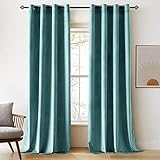 Woaboy Samtvorhänge Verdunkelungsvorhang Gardinen Samt mit Ösen Blickdicht für Wohnzimmer Blackout Curtains Thermovorhang Schalldämmend Schlafzimmer 2er Set 140x225cm (B x H) Turkis