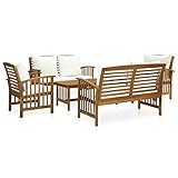 CIADAZ 5-TLG. Garten-Lounge-Set mit Auflagen, Gartenlounge, Sitzgruppe, Terrassenmöbel, Lounge Gartenmöbel Set, Loungemöbel Terrasse, Balkon Lounge, Massivholz Akazie