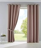 2er Set Vorhänge Blickdicht Gardinen Matt Lichtdurchlässig »Palermo« mit Ösen und Raffhalter Dekoschal HxB 245x140 cm Taupe, 10000265-2