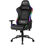 Paracon RGB | Gaming Stuhl Bürostuhl Chefsessel Schreibtischstuhl Drehstuhl Lumos Ergonomisch mit Wippfunktion, Verstellbare Armlehnen, Rückenlehne, Nackenstützkissen, Rückenkissen