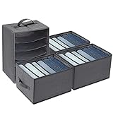 Yoillione Schubladen Ordnungssystem Kleiderschrank Organizer, Groß Schubladen Organizer Kleidung Schrank Organizer Grau bh Aufbewahrung Stapelbar für Unterwäsche Jeans T-Shirt Hosen Hemd, 4 Stück