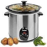 Syntrox Germany Slow Cooker Schongarer 3 Liter mit Warmhaltefunktion, Glasdeckel und robuster Keramikschüssel – 200 Watt