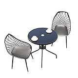 JHKZUDG 3-Teiliges Rattan-Gartenmöbel-Set,Outdoor-Gesprächstisch-Stühle-Set,Modernes Bistro-Set Mit Einem Couchtisch Aus Glas Und 2 Stühlen,Für Hofbalkon/Rasen/Garten