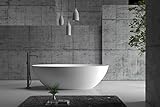 Freistehende Badewanne aus Mineralguss RIO STONE weiß - 180 x 85cm-Farbe:Weiß Matt, Standarmatur:Ohne Standarmatur, Siphon:Ohne Siphon