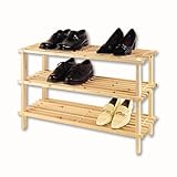 XL Schuhregal Natur Holz - 3 Böden Holz Schuhständer Schuh Regal Holzregal Schuhablage Shoe Rack