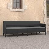 Susany Gartensofa 4-Sitzer mit Kissen Sofa Lounge Gartenmöbel Garten Garnitur Sitzgruppe Gartenset Anthrazit PP