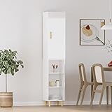 TALCUS Möbel mit Highboard Hochglanz Weiß 34,5x34x180 cm Engineered Holz