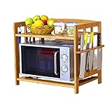 Küchenwagen Küchenregal, Mikrowellenherd, Backofen, Gewürzregal, Boden-zu-Boden, mehrschichtige, doppelschichtige Tischplatte, Massivholz- und Bambusregal Multifunction Utility Cart ( Color : A , Size