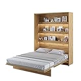 MEBLINI Schrankbett Bed Concept - Wandbett mit Lattenrost - Klappbett mit Schrank - Wandklappbett - Murphy Bed - Bettschrank - BC-12-160x200cm Vertikal - Artisan Eiche mit Matratze