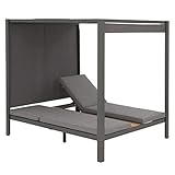 OUTLIV. Arezzo Daybed Doppel-Gartenliege mit Aluminium-Gestell in Anthrazit und Olefin in Grau