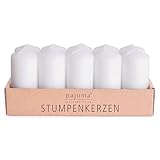 pajoma Stumpenkerzen 10 Stück, Weiß | Ø 40 x 90 mm, Brenndauer: 9 Stunden