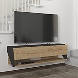 [en.casa] Fernsehschrank Kimitoön Fernsehtisch mit 2 Staufächern Lowboard 120x31,5x32,5cm hängend TV-Board Eiche/Anthrazit