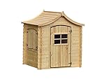 Timbela Kinderspielhaus aus Holz - Spielhaus im Freien für Kinder - B112xL146xH152 cm/1,1m2 Gartenspielhaus - Garten-Sommerhaus für Kinder M550-1