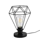 Mengjay Vintage Tischleuchte mit Kabelschalter Retro Nachttischlampe Tischlampe E27 Schwarz ohne Leuchtmittel (B)