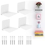 Sheeliy Unsichtbares Bücherregal, Schwebendes Bücherregal, Unsichtbare Regale für Bücher, Schwebendes Regale Wand für Schlafzimmer, Floating Bookshelf Metall Stabil für Büro, Küche, 4er Set