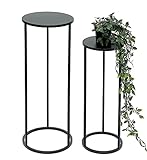 DanDiBo Blumenhocker Metall Schwarz Rund Blumenständer Beistelltisch 96316 2er Set Blumensäule Modern Pflanzenständer Pflanzenhocker, (963166050)