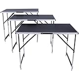 tectake 3-tlg. Klappbarer Alu Tapeziertisch Arbeitstisch Campingtisch Partytisch höhenverstellbar 300x60 cm