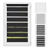 Atrium - Doppelrollo I Ohne Bohren I Duo Rollo für Fenster I Fensterrollo Tag und Nacht I Einfache Montage Easy-Click I Sonnenschutz I Universalgriffe I Multi-Stop Funktion I 40 x 150 cm - Schwarz