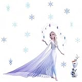 Prinzessin Wandtattoo Wandsticker Eiskönigin Schneemann Selbstklebendes Wandaufkleber für Kinderzimmer Babyzimmer Schlafzimmer Wanddekoration (Blau)