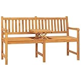 Youuihom Gartenbänke aus Holz, Parkbänke, Balkonbänke, 3-Sitzer Gartenbank mit Tisch 150 cm Teak Massivholz Geeignet für Veranden, Hinterhöfe, Balkone, am Pool