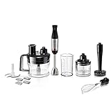 Bosch Stabmixer ErgoMaster Serie 6 MSM6M673, 10 Jahre Motorgarantie, Edelstahl-Klingen, verschleißfreie Keramik-Kupplung, Luftkühlung, Zerkleinerer, Kartoffelstampfer, Schneebesen, 1000 W, Edelstahl